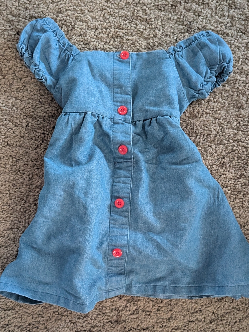 Penelope Mack Blue Denim Dress with Pink Buttons